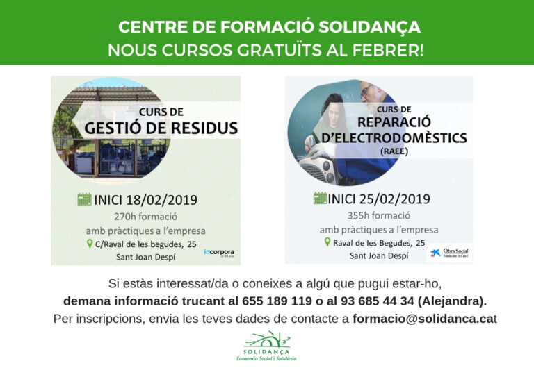 Iniciem formacions gratuïtes en gestió de residus i reparació d’electrodomèstics